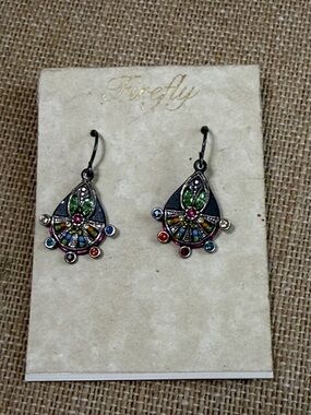 Firefly Multicolor Teardrop Crystal Drop Earrings